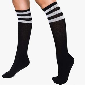 New 3 pack American Apparel Knee High Unisex Stripe Knee-High Sock Black